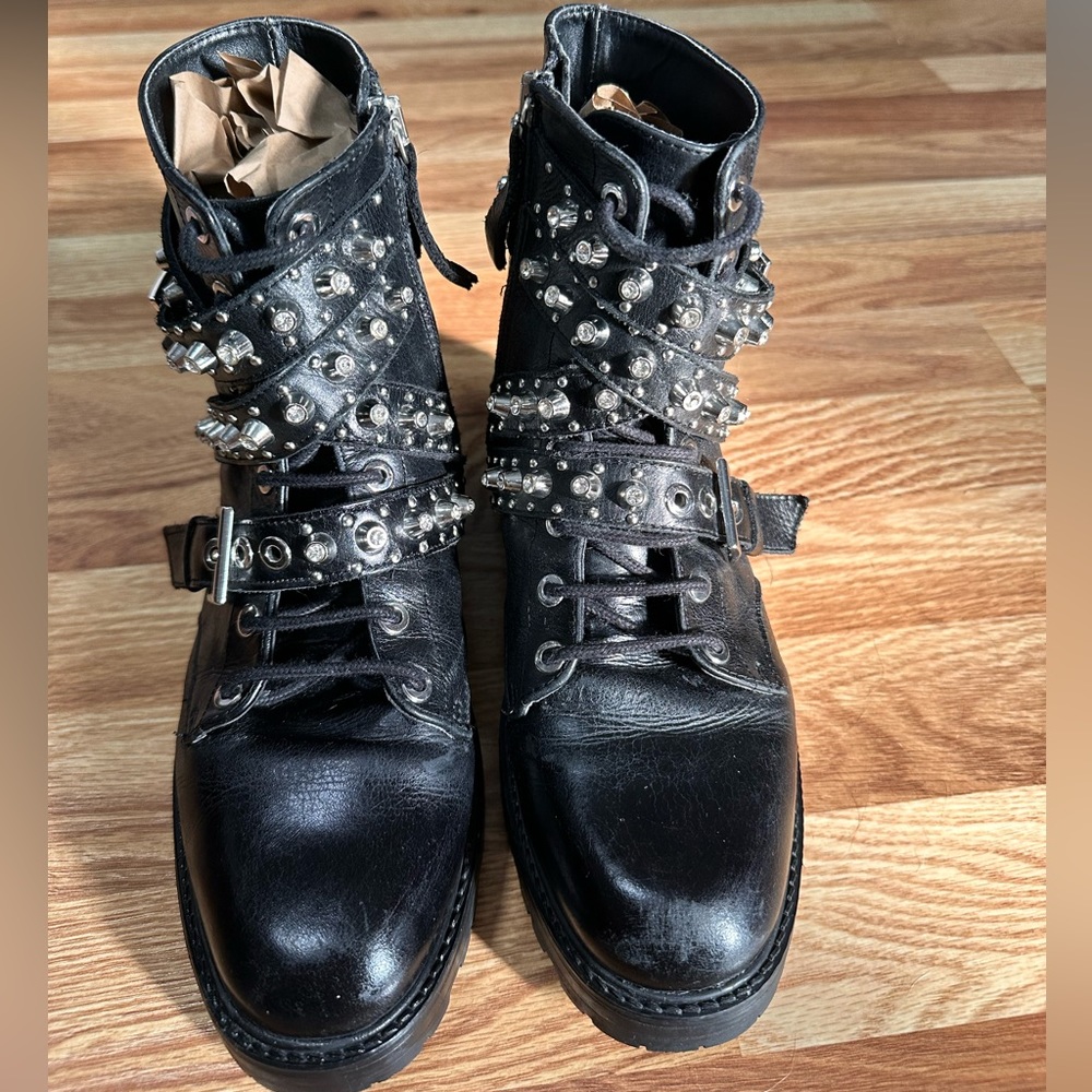 ZARA STUDDED LEATHER BOOTS